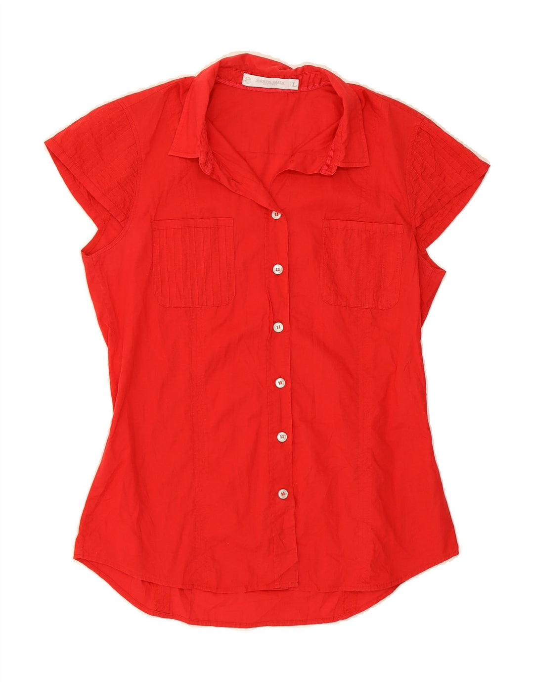 NORTH SAILS Womens Short Sleeve Shirt Blouse UK 14 Large Red Vintage North Sails and Second-Hand North Sails from Messina Hembry 