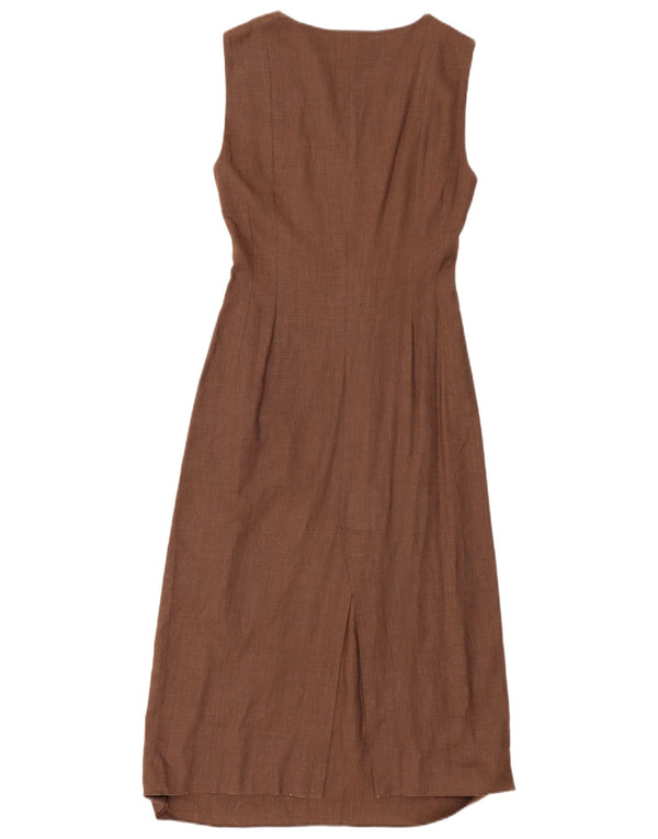 VINTAGE Womens Sleeveless Maxi Dress UK 8 Small Brown