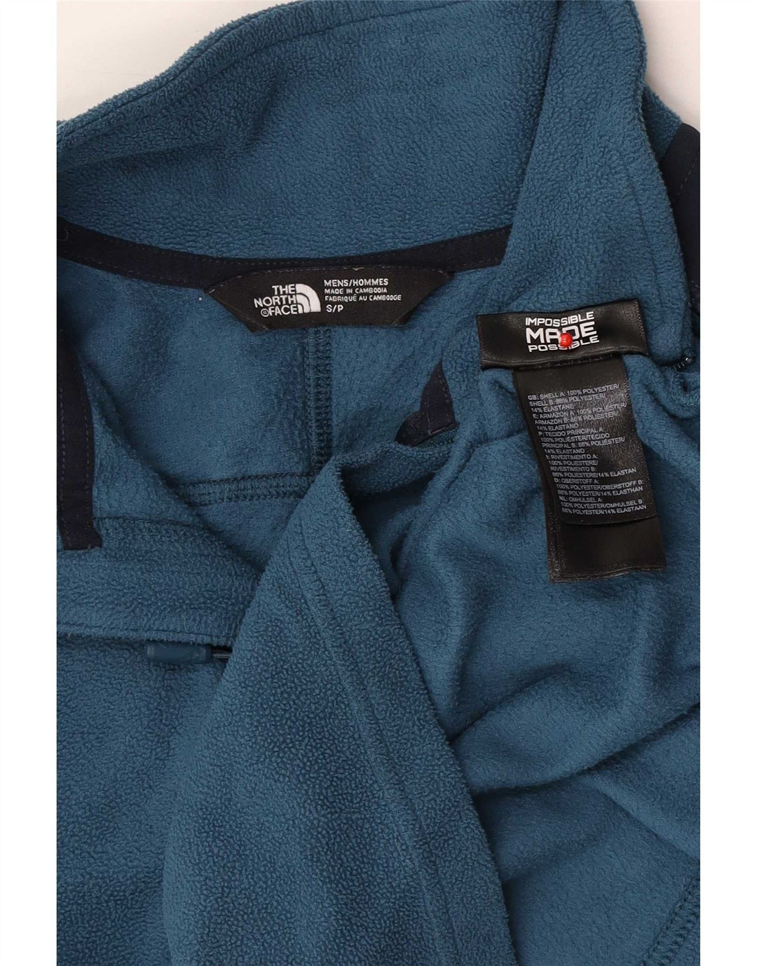 Мужской флисовый джемпер с воротником на молнии The North Face, маленький синий, полиэстер с цветными блоками