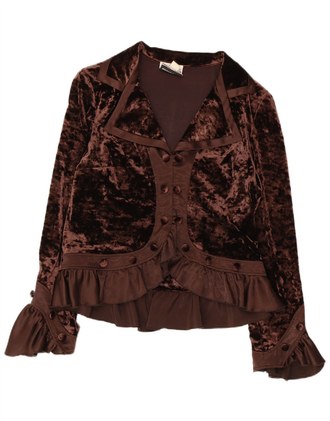 JOSEPH RIBKOFF Женская велюровая блузка-рубашка UK 16, большой коричневый полиэстер
