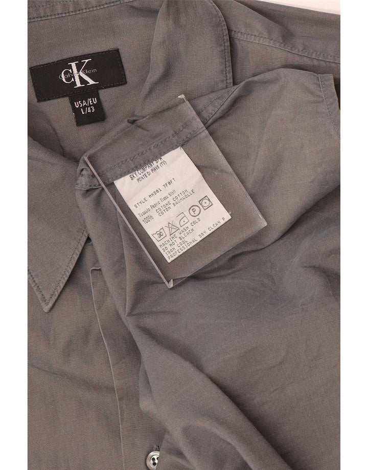 Мужская рубашка Calvin Klein, размер 43, большая серая, хлопок