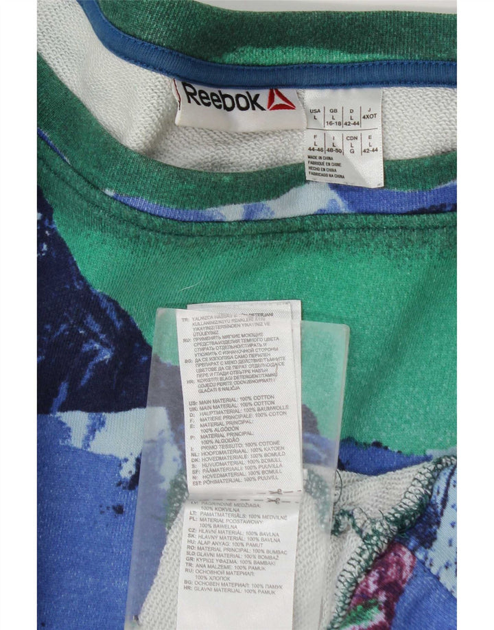 Женский свитер Reebok с рисунком, Великобритания, 16/18, большой, разноцветный