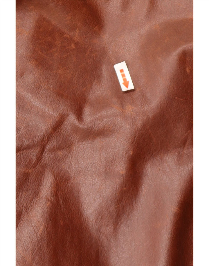 Мужская кожаная куртка Brooksfield IT 50 большая коричневая кожа