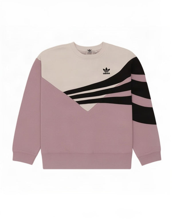 Adidas Womens Oversized Sweatshirt Jumper UK 14 Medium Pink Colourblock
