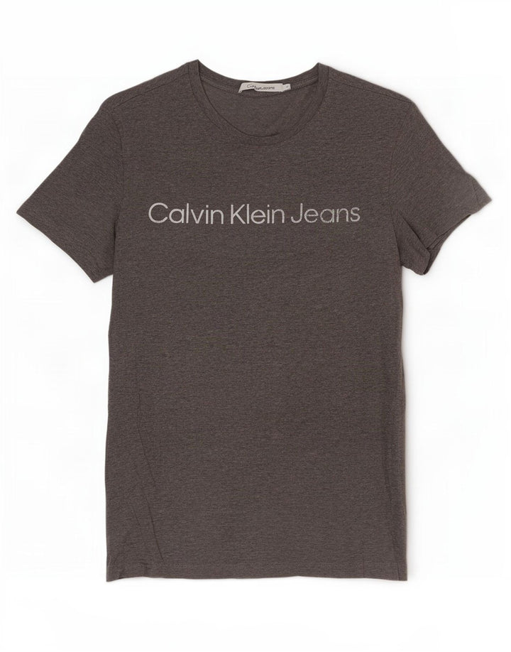 Мужская футболка с рисунком Calvin Klein Jeans среднего серого цвета