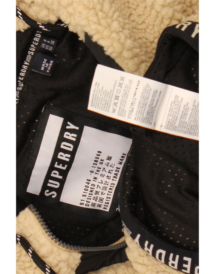 Женский флисовый джемпер оверсайз с рисунком Superdry UK 8, маленький бежевый