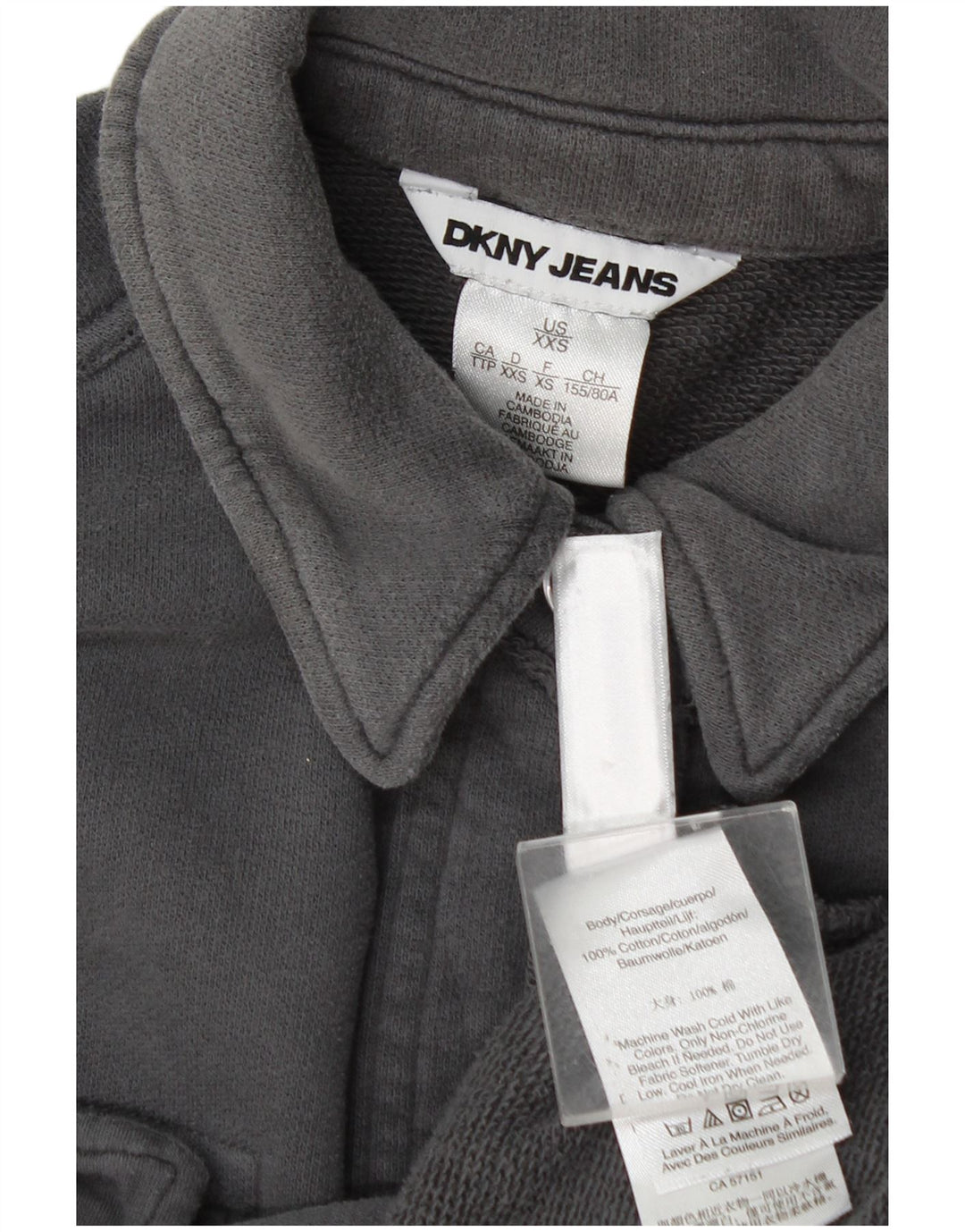 Женская верхняя рубашка Dkny, рубашка оверсайз UK 2 2XS, серый хлопок