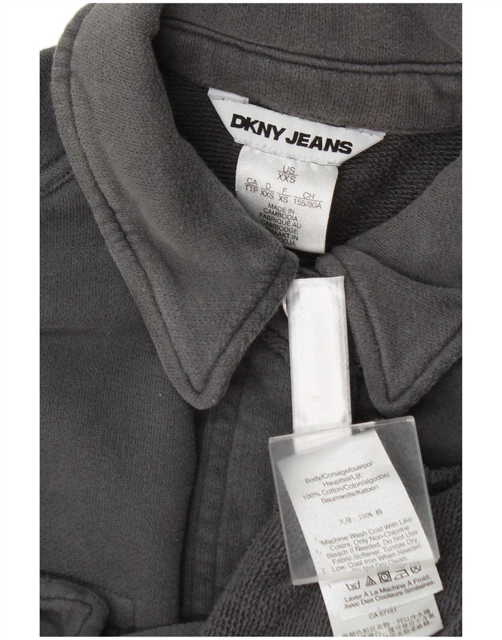 Женская верхняя рубашка Dkny, рубашка оверсайз UK 2 2XS, серый хлопок