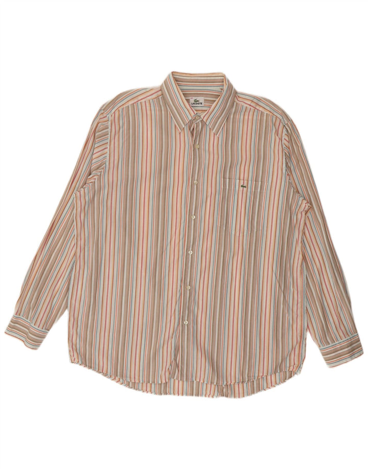 Мужская рубашка Lacoste размер 44 XL в разноцветную полоску