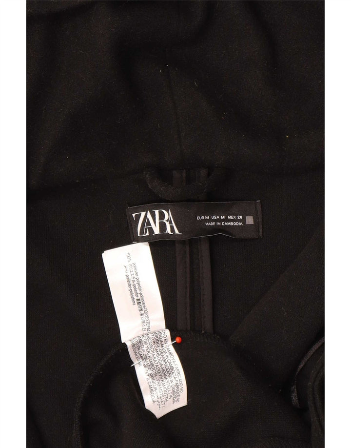 Женское пальто с капюшоном Zara UK 14, средний черный полиэстер