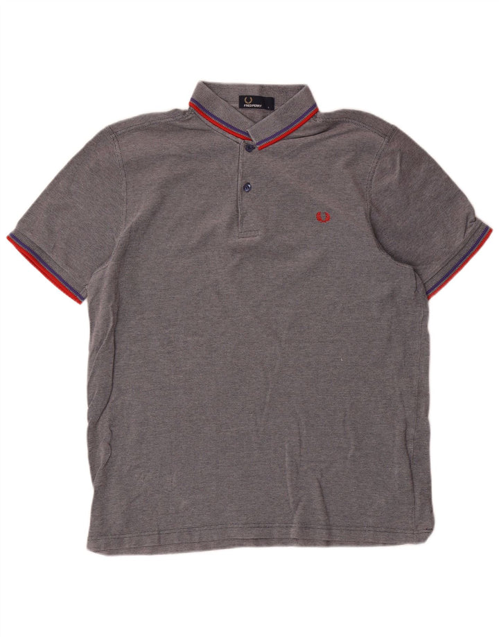 Мужская рубашка-поло Fred Perry в большую серую полоску из хлопка
