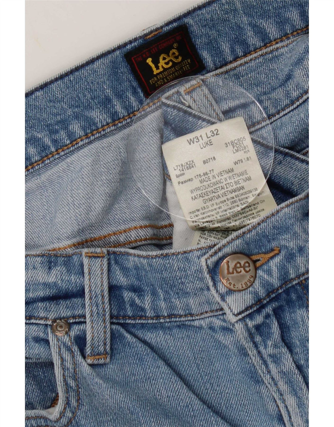 Мужские узкие зауженные джинсы Lee W31 L28, синий хлопок