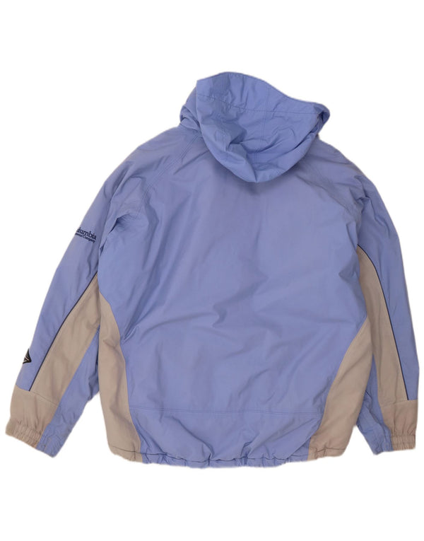 Женская лыжная куртка Columbia Omni-Tech с капюшоном UK 18 XL, синяя, нейлон с цветными блоками