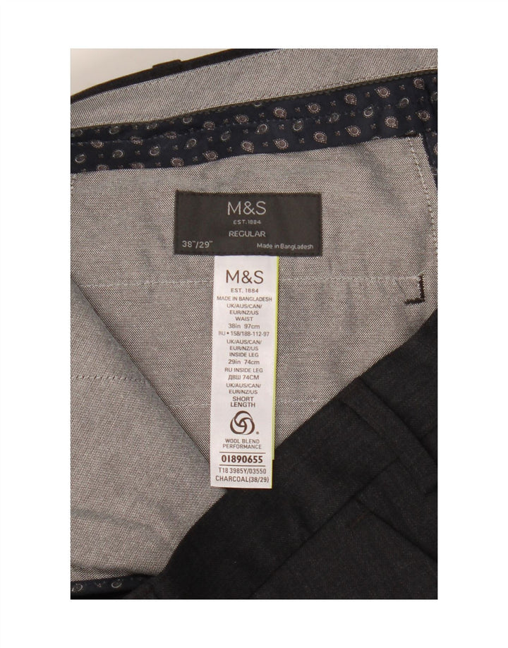Мужские брюки обычного костюма Marks & Spencer W38 L29 серые из полиэстера
