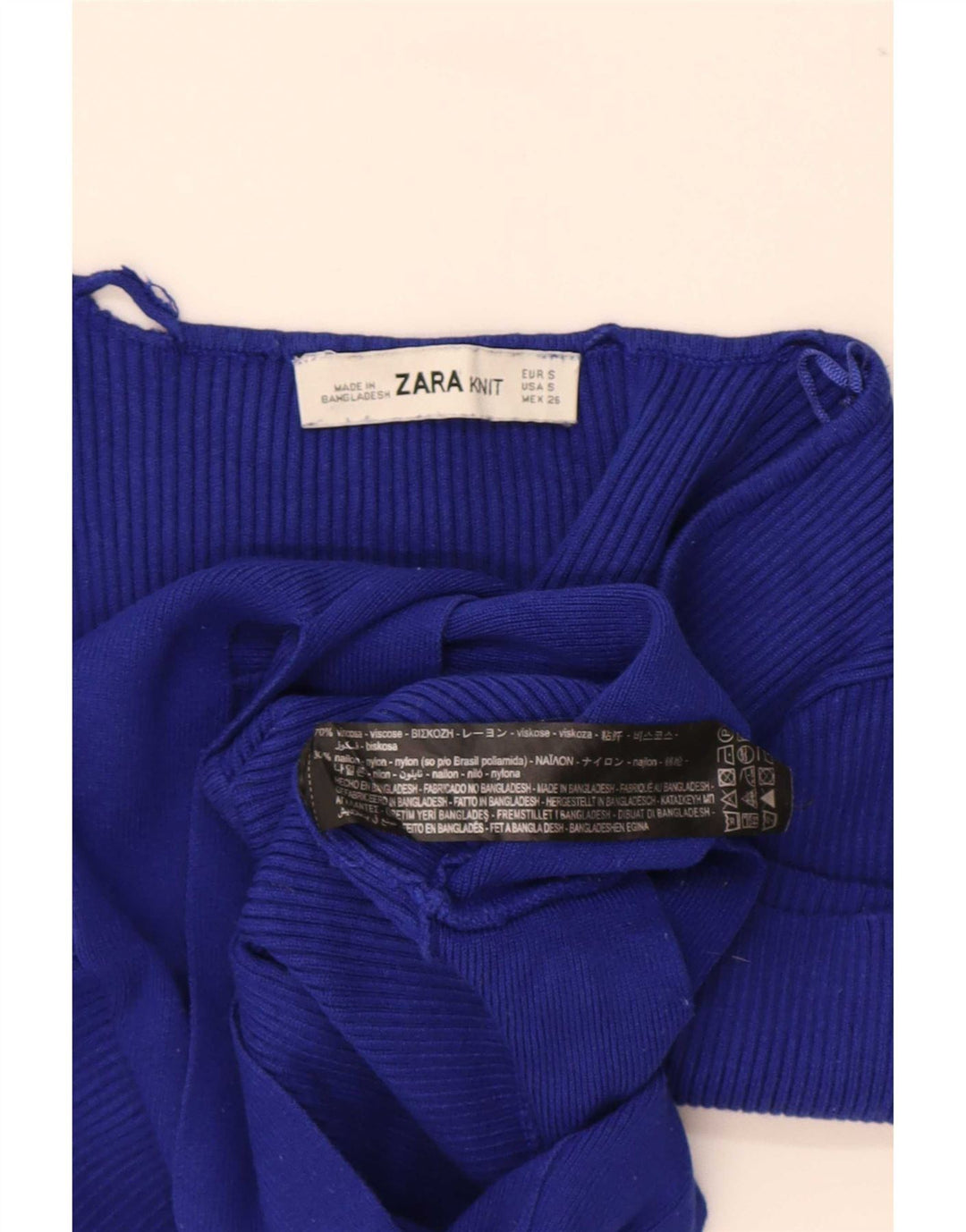 Женский укороченный топ Zara UK 8, маленький синий, вискоза