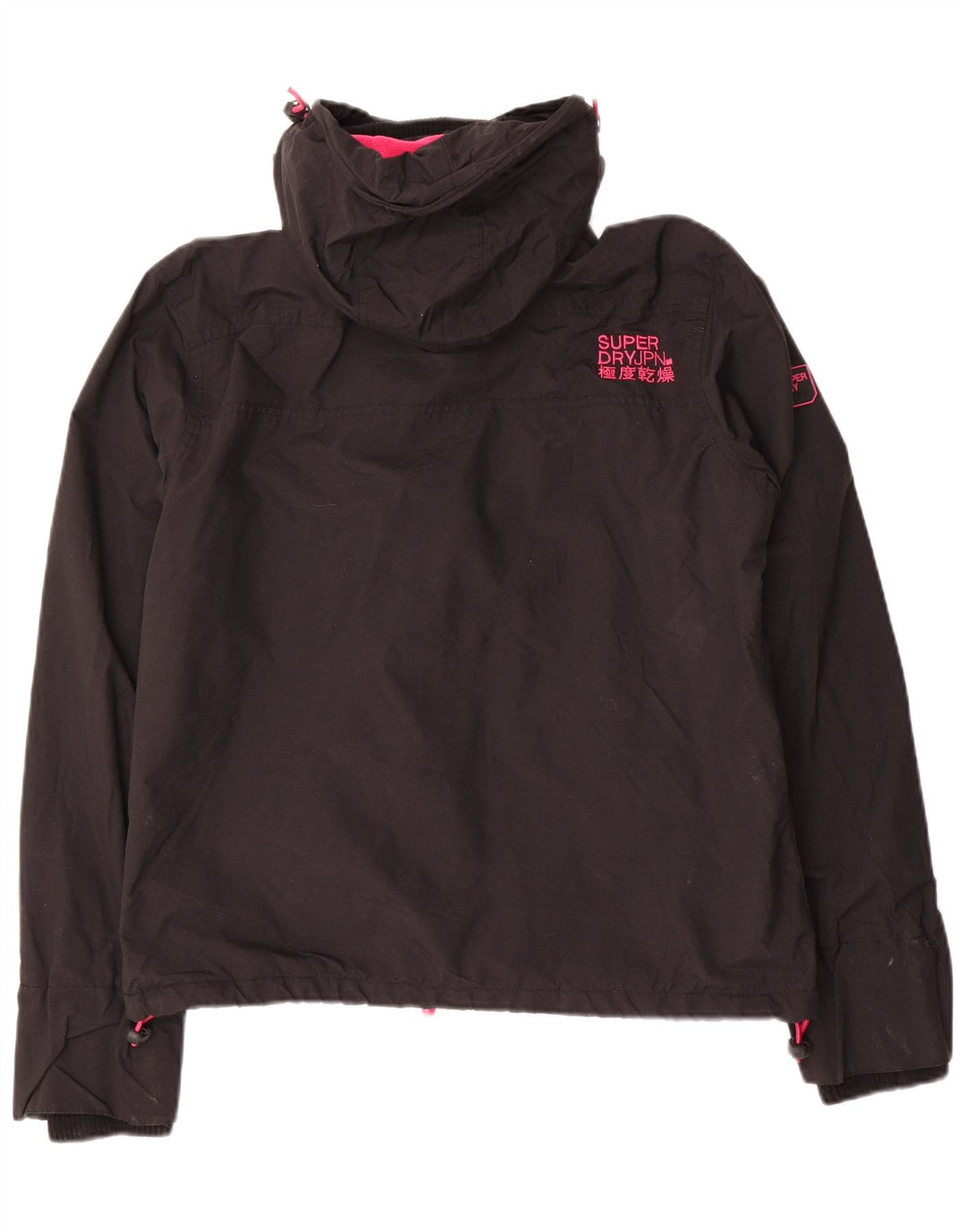 SUPERDRY Женская ветровка с капюшоном UK 14 Средний Черный