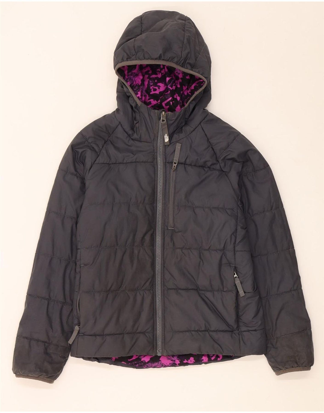 Двусторонняя куртка с капюшоном для девочек The North Face, 9–10 лет, средний черный цвет