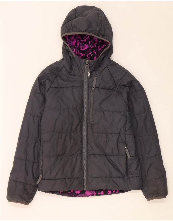 Двусторонняя куртка с капюшоном для девочек The North Face, 9–10 лет, средний черный цвет