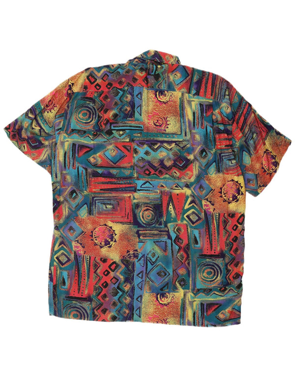 Vintage Mens Short Sleeve Shirt Large Multicoloured Geometric