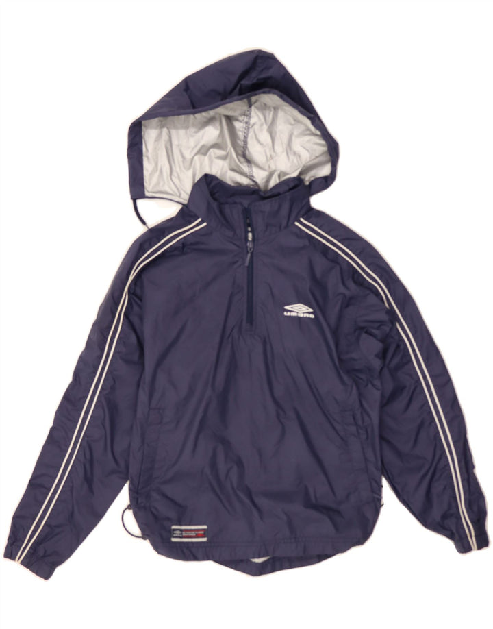 UMBRO Boys Hooded Pullover Rain Jacket 9-10 Years Navy Blue Nylon Vintage Umbro and Second-Hand Umbro from Messina Hembry 