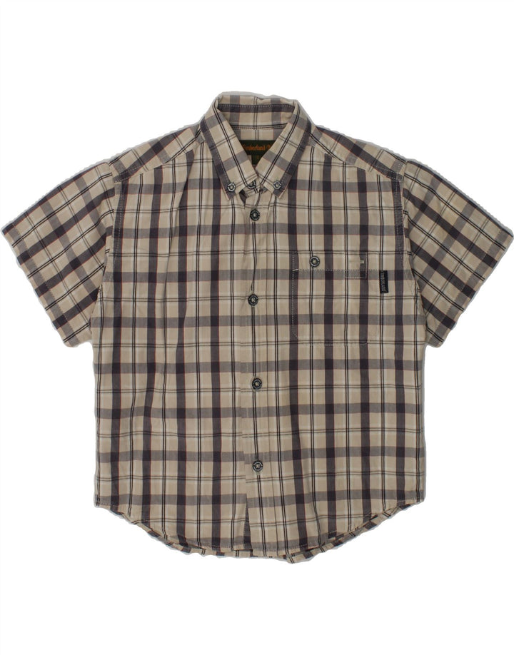 TIMBERLAND Boys Short Sleeve Shirt 3-4 Years Beige Check Cotton | Vintage Timberland | Thrift | Second-Hand Timberland | Used Clothing | Messina Hembry 