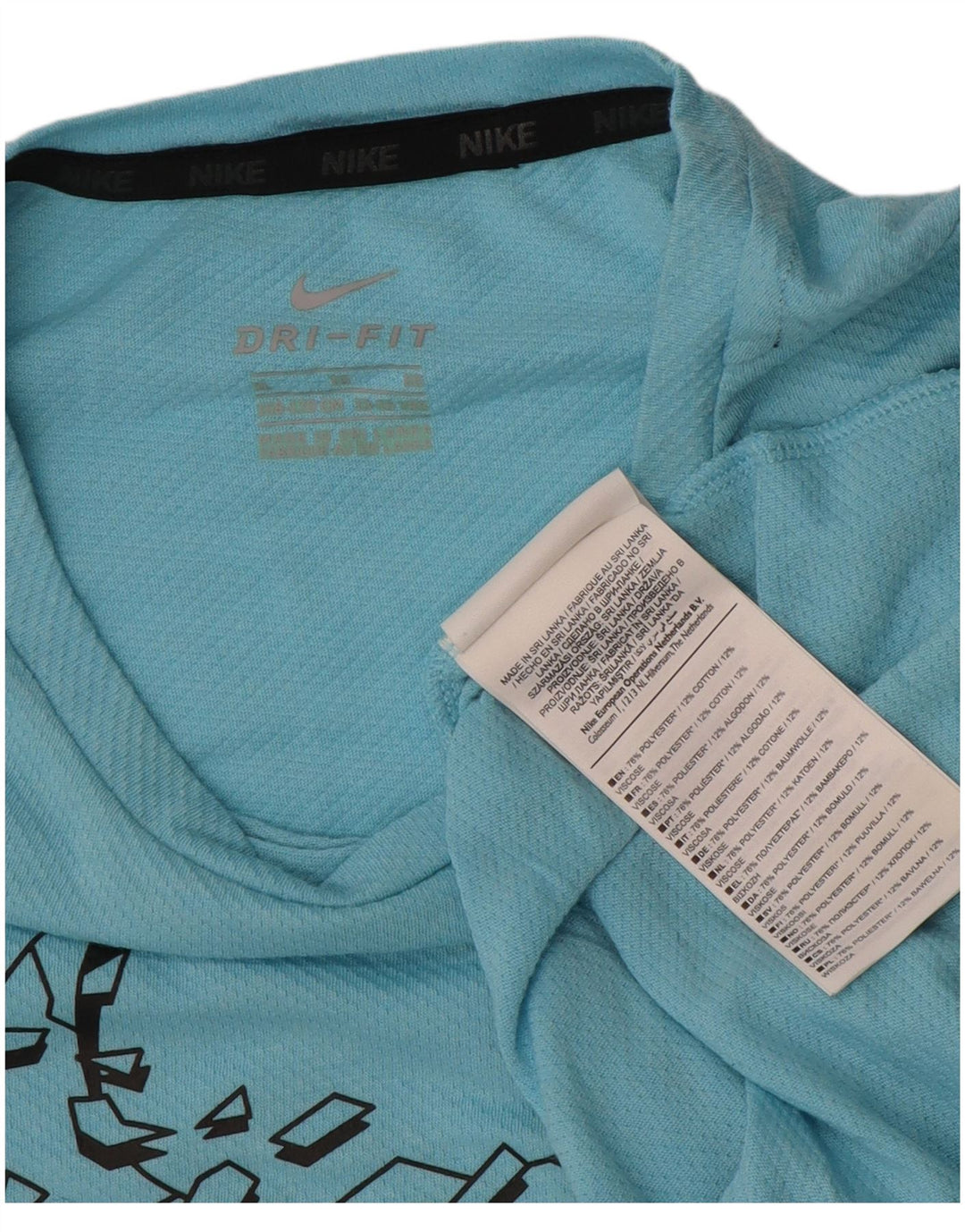 Футболка с рисунком Nike для мальчиков, топ 13–14 лет, XL, синий полиэстер