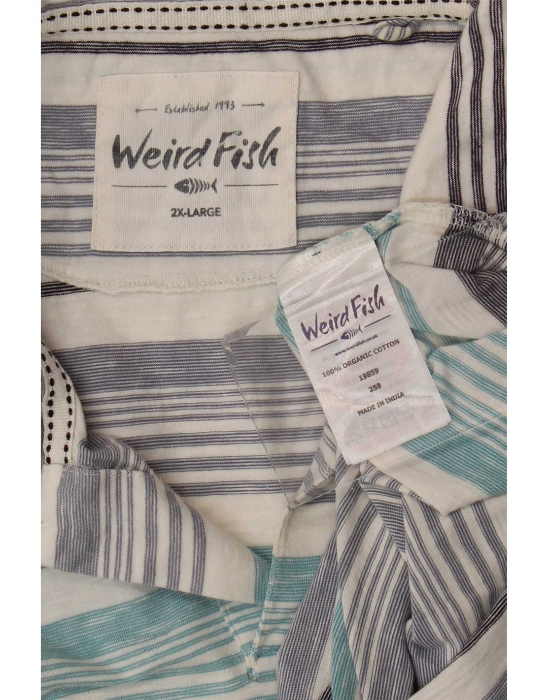 Мужская рубашка-поло Weird Fish 2XL, хлопок в синюю полоску