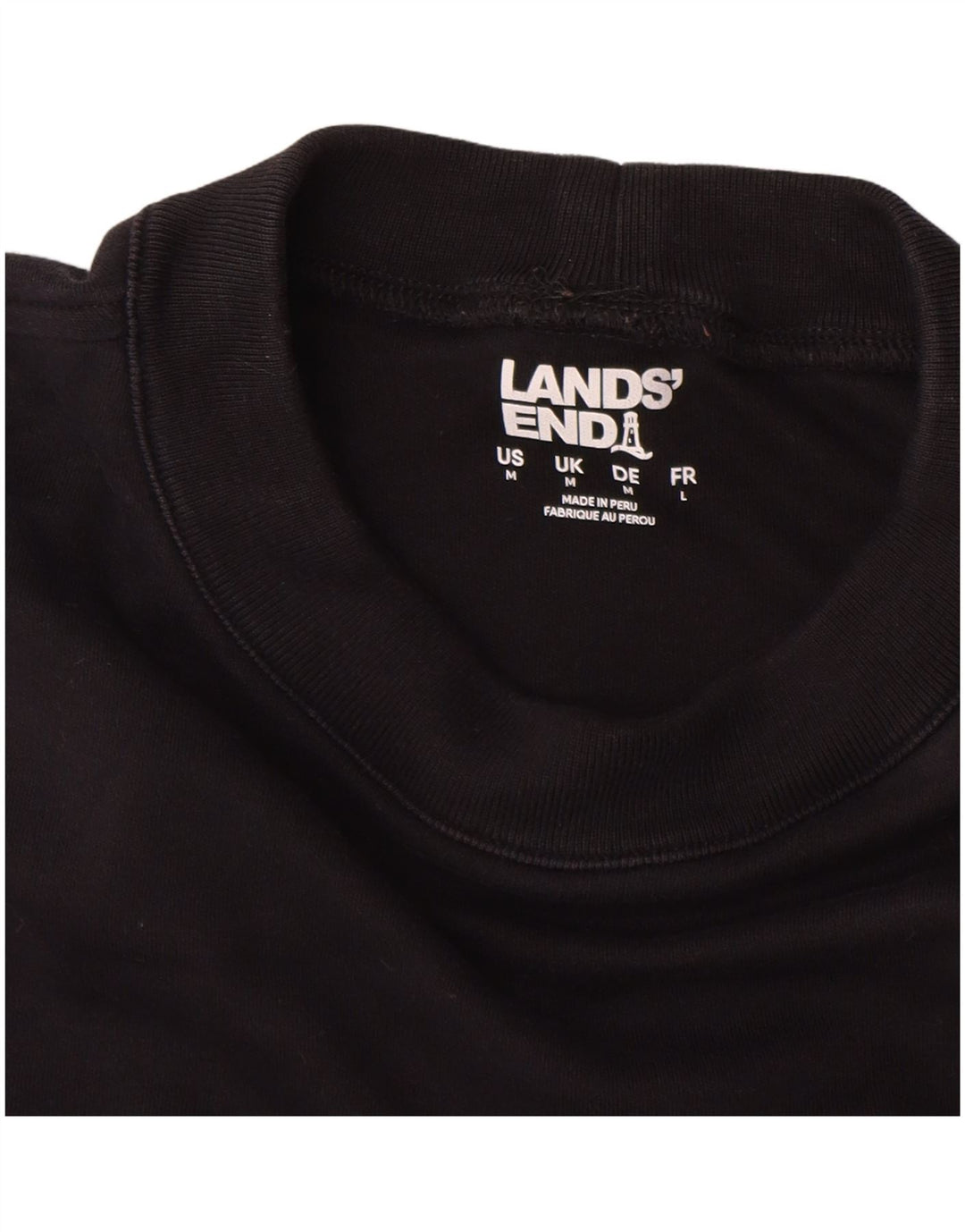 Мужской топ Lands End с длинным рукавом, средний черный хлопок, черный