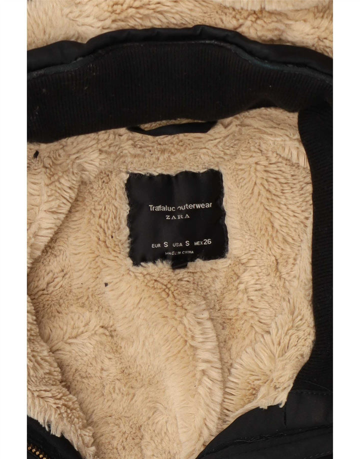 Женская парка с капюшоном Zara UK 10, маленькая, черная