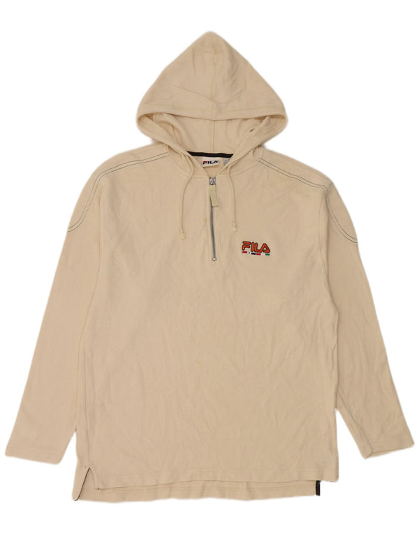 Fila Mens Hooded Top Long Sleeve Large Beige Cotton