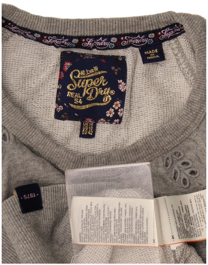 Женский свитер Superdry UK 14, хлопковый средний серый цвет