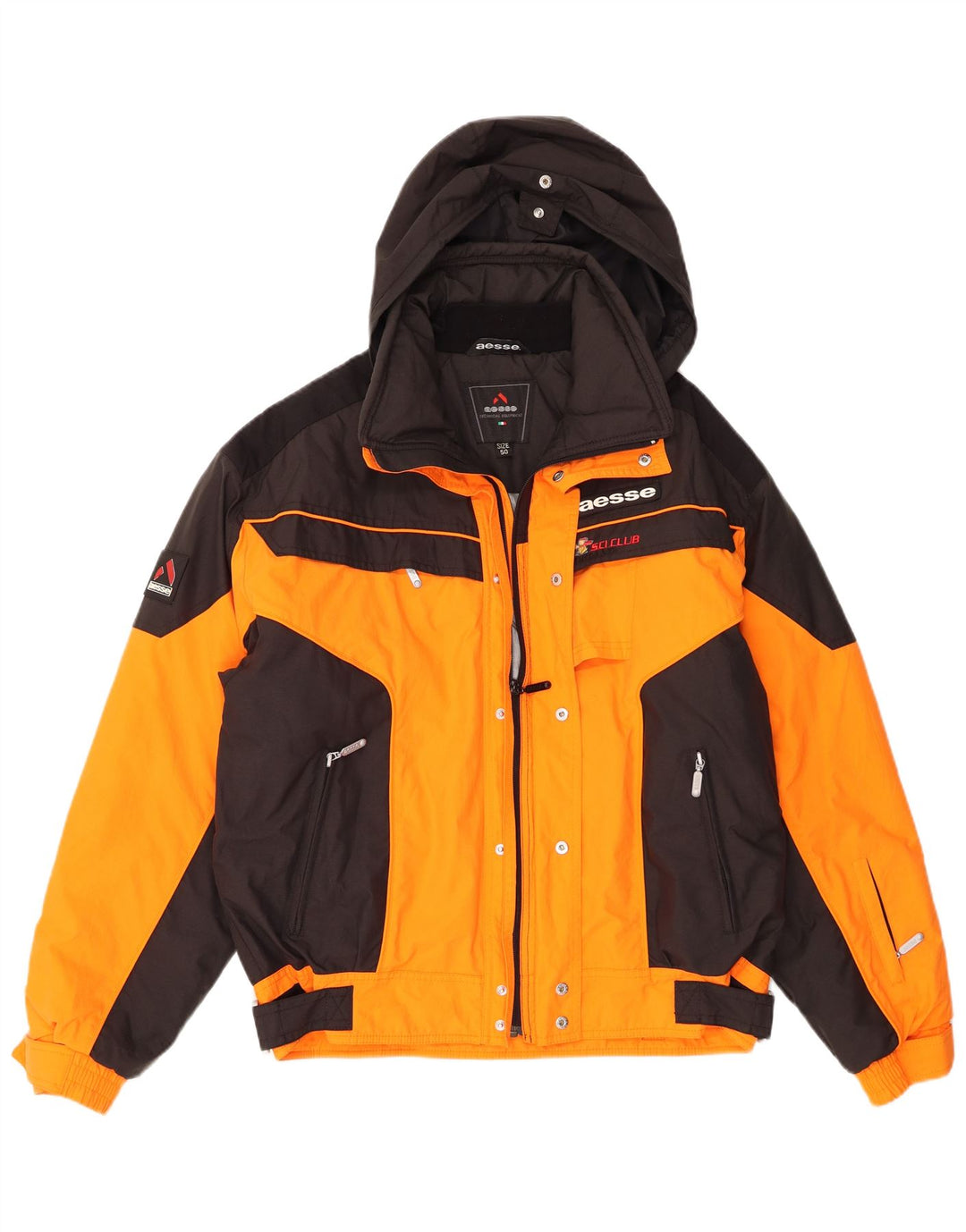 Мужская лыжная куртка Aesse IT 50 с цветными блоками, большая оранжевая, полиамид