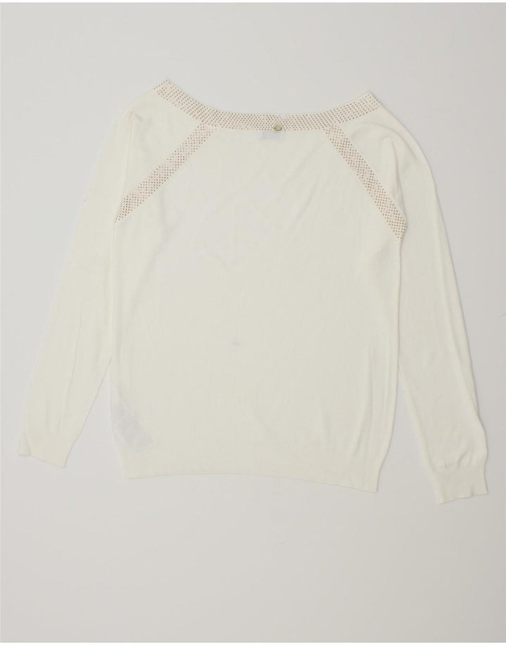LIU JO Womens Boat Neck Jumper Sweater UK 12 Medium White Viscose Vintage Liu Jo and Second-Hand Liu Jo from Messina Hembry 