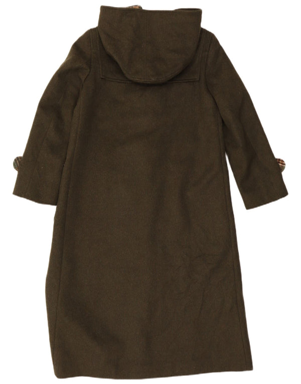 Винтажный женский дафлкот с капюшоном EU 40, средний цвет хаки, шерсть