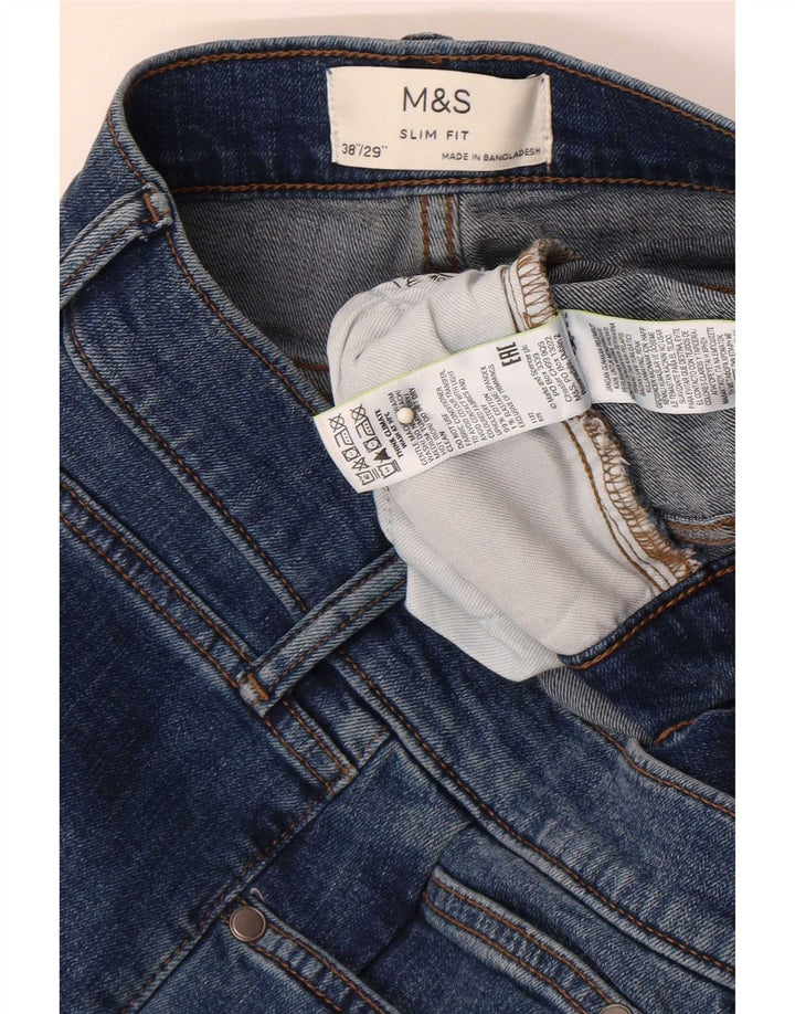 Мужские узкие джинсы Marks & Spencer W38 L29 синие, хлопок