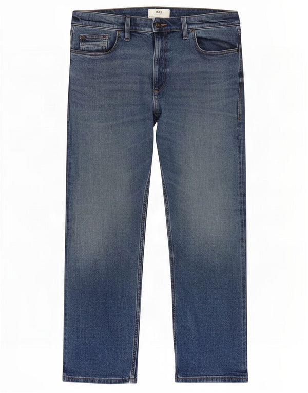 Мужские прямые джинсы Marks & Spencer W38 L31 синие, хлопок