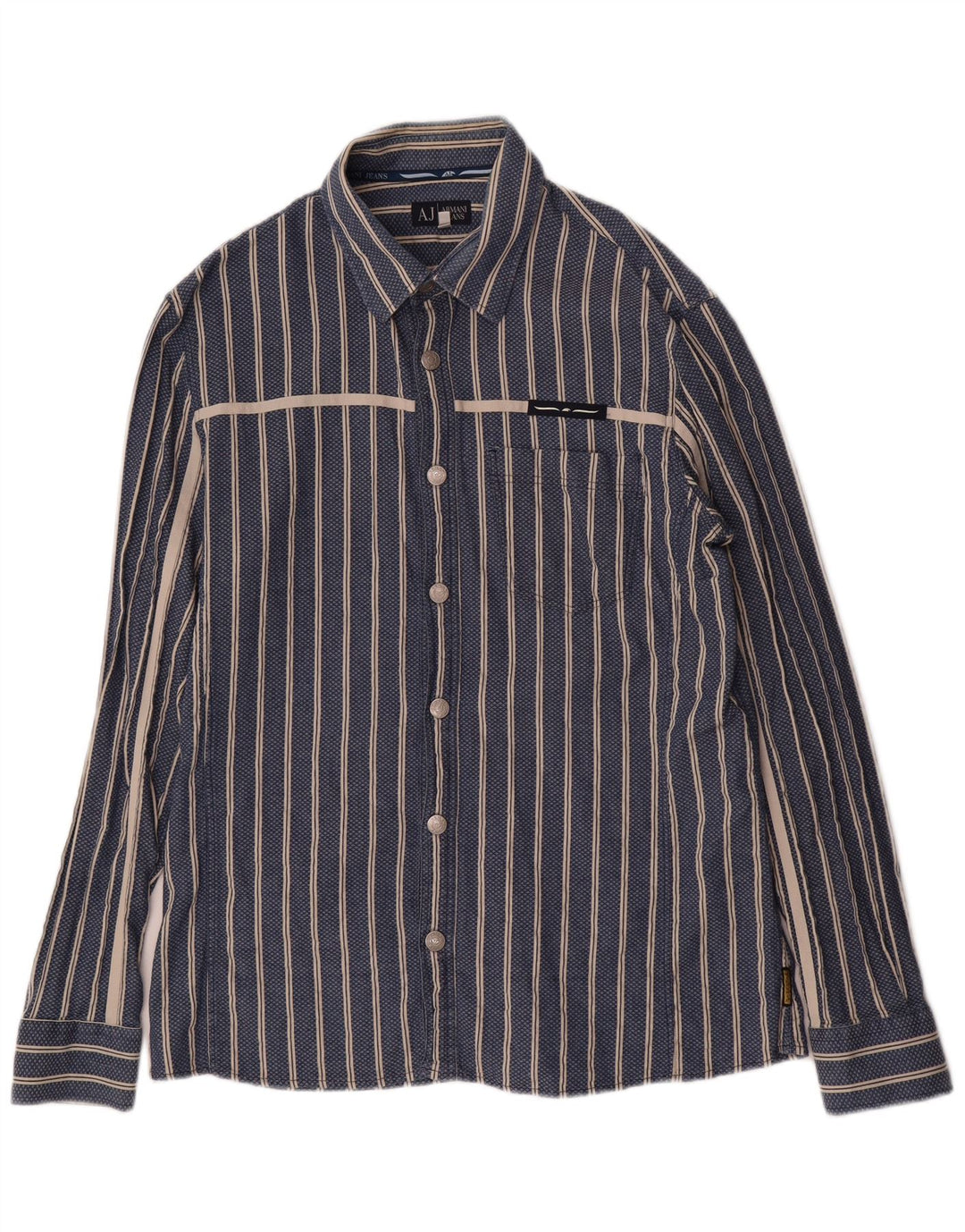 ARMANI JEANS Мужская рубашка 2XL Синяя Полосатая