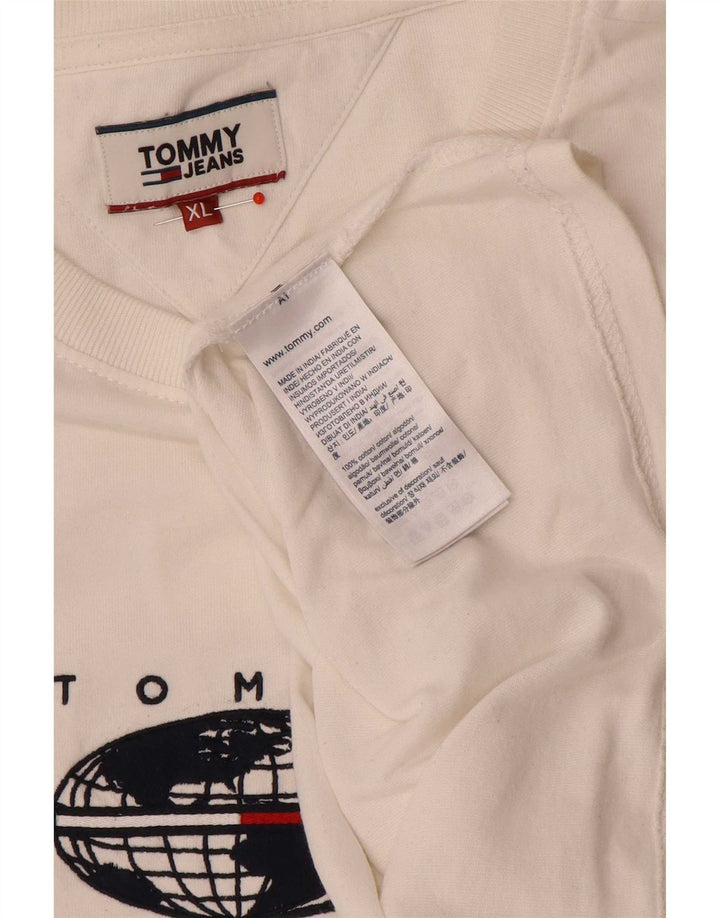 Tommy Hilfiger Мужской топ с рисунком с длинным рукавом XL, белый хлопок
