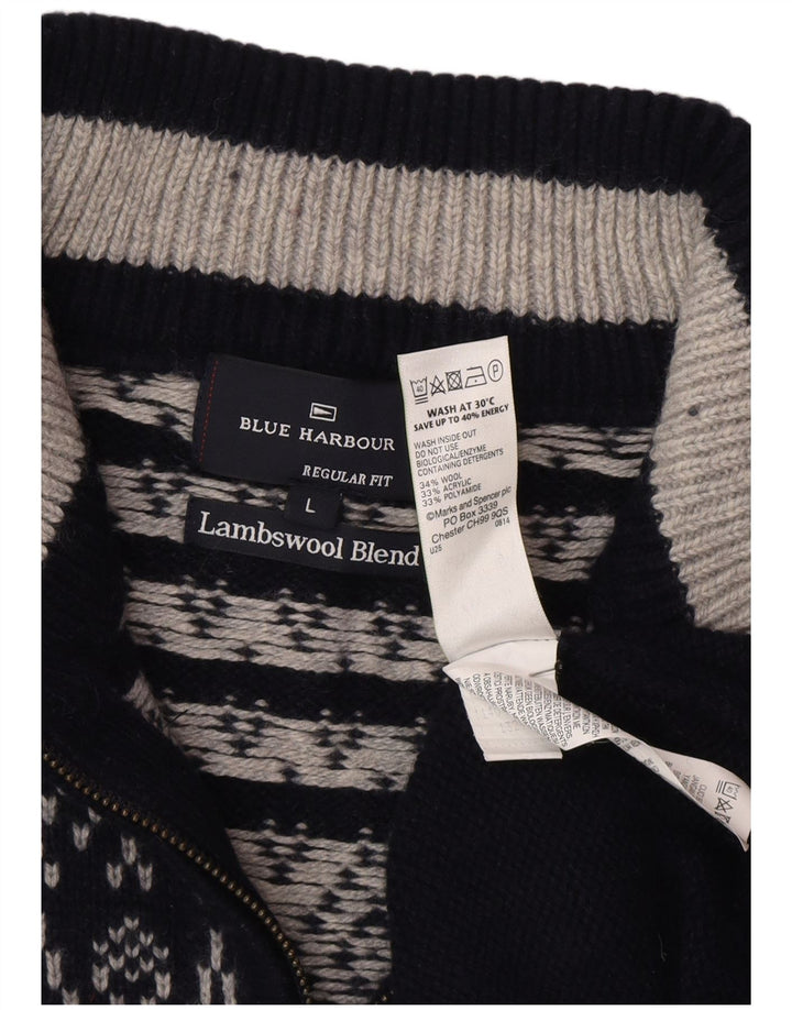Мужской синий джемпер с воротником на молнии Marks & Spencer, большой темно-синий