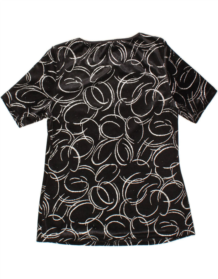 VINTAGE Womens Abstract Pattern Blouse Top UK 14 Medium Black Polyester Vintage Vintage and Second-Hand Vintage from Messina Hembry 