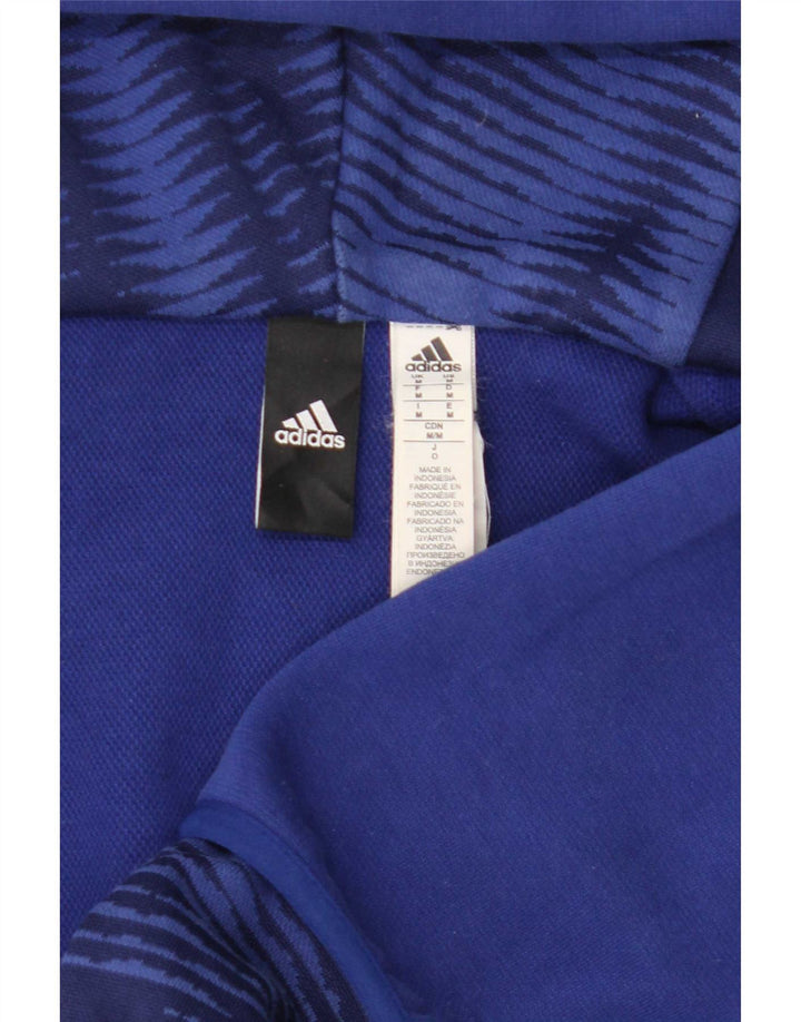 Мужской свитер с капюшоном на молнии Adidas среднего синего цвета, хлопок