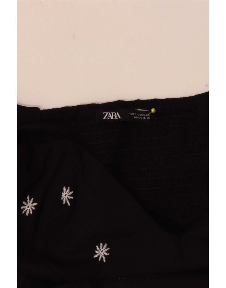 Женский сарафан Zara UK 8, маленький черный с цветочным принтом