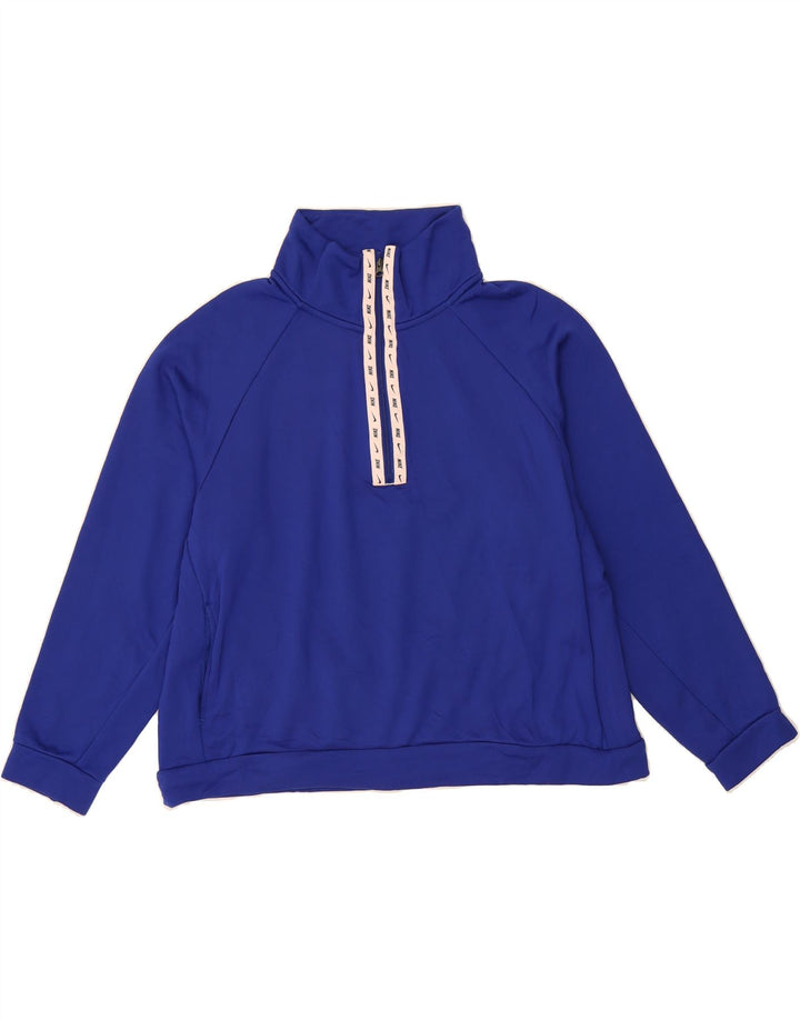 NIKE Womens Oversized Zip Neck Sweatshirt Jumper UK 16 Large Blue Vintage Nike and Second-Hand Nike from Messina Hembry 