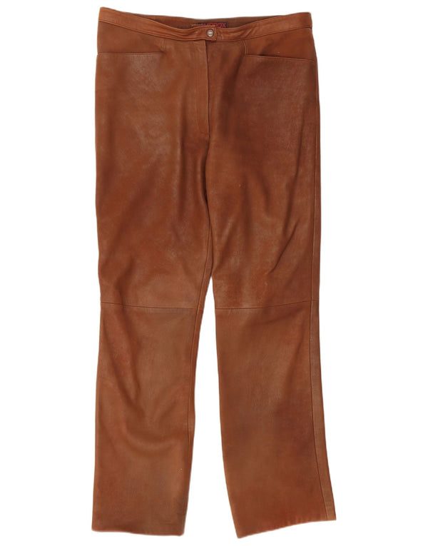 Женские прямые кожаные брюки Maddox IT 46 Large W36 L31 Коричневые кожаные