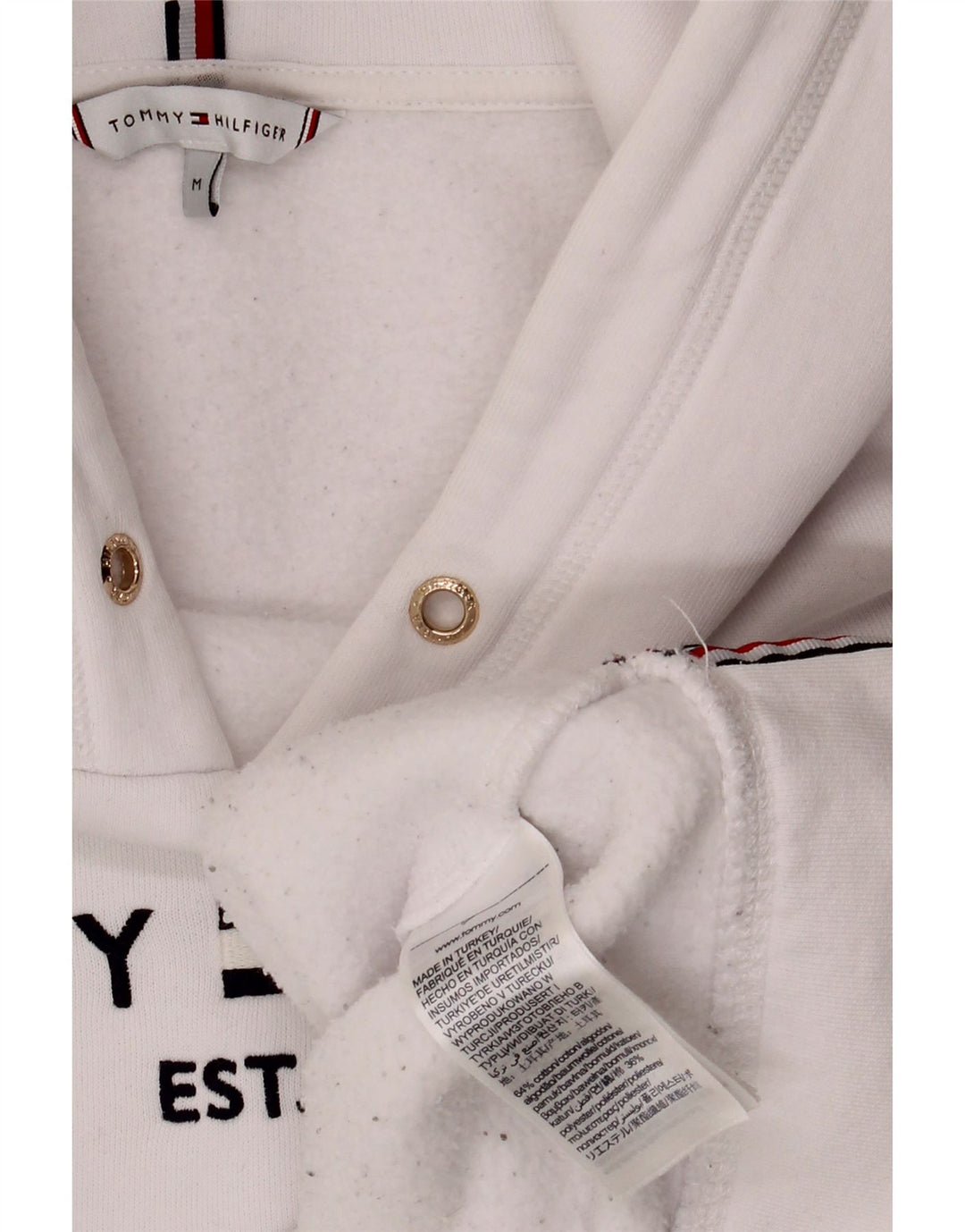 TOMMY HILFIGER Женский джемпер с капюшоном оверсайз с рисунком UK 14, средний белый