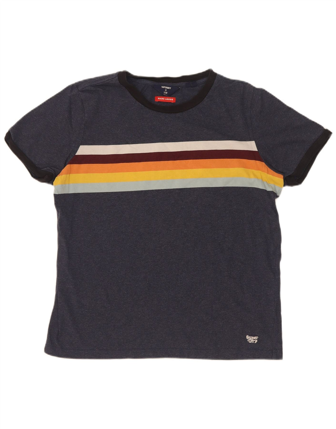 Мужская футболка Superdry Top Medium Темно-синяя с цветными блоками