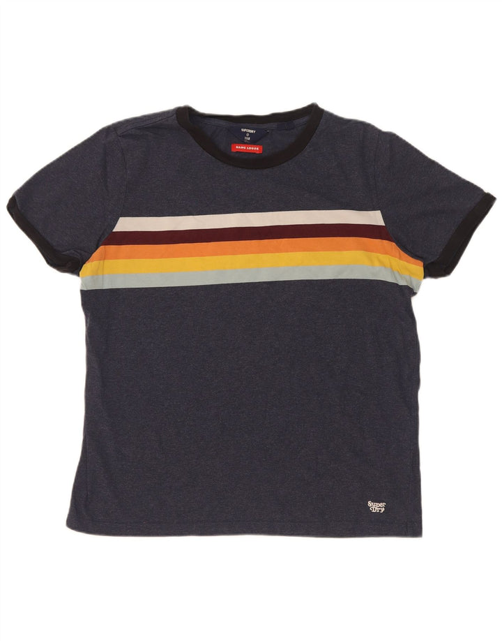 Мужская футболка Superdry Top Medium Темно-синяя с цветными блоками