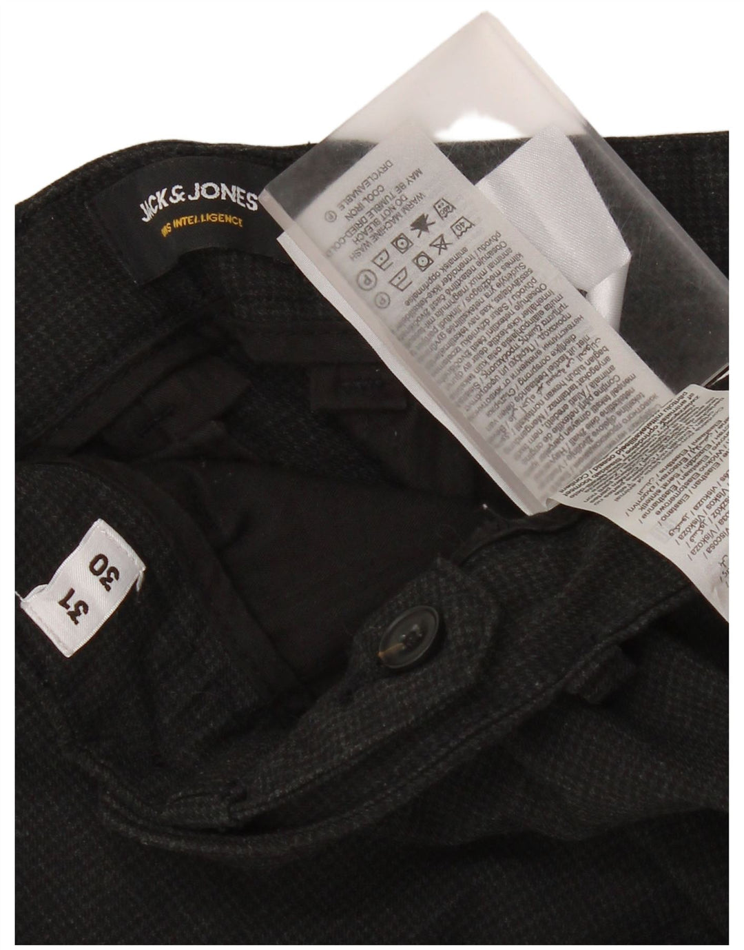 Мужские повседневные брюки узкого кроя Jack & Jones W31 L30 серые с узором «гусиные лапки» в современном стиле