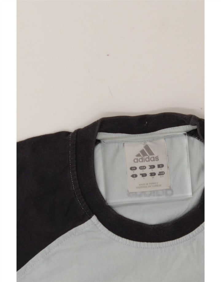 ADIDAS Mens Graphic T-Shirt Top Small Blue Colourblock Vintage Adidas and Second-Hand Adidas from Messina Hembry 