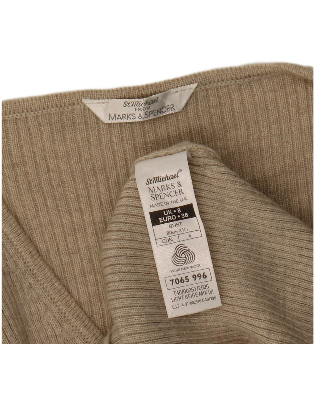 Женский джемпер с v-образным вырезом Marks & Spencer St. Michael, Великобритания, 8, маленький, бежевый